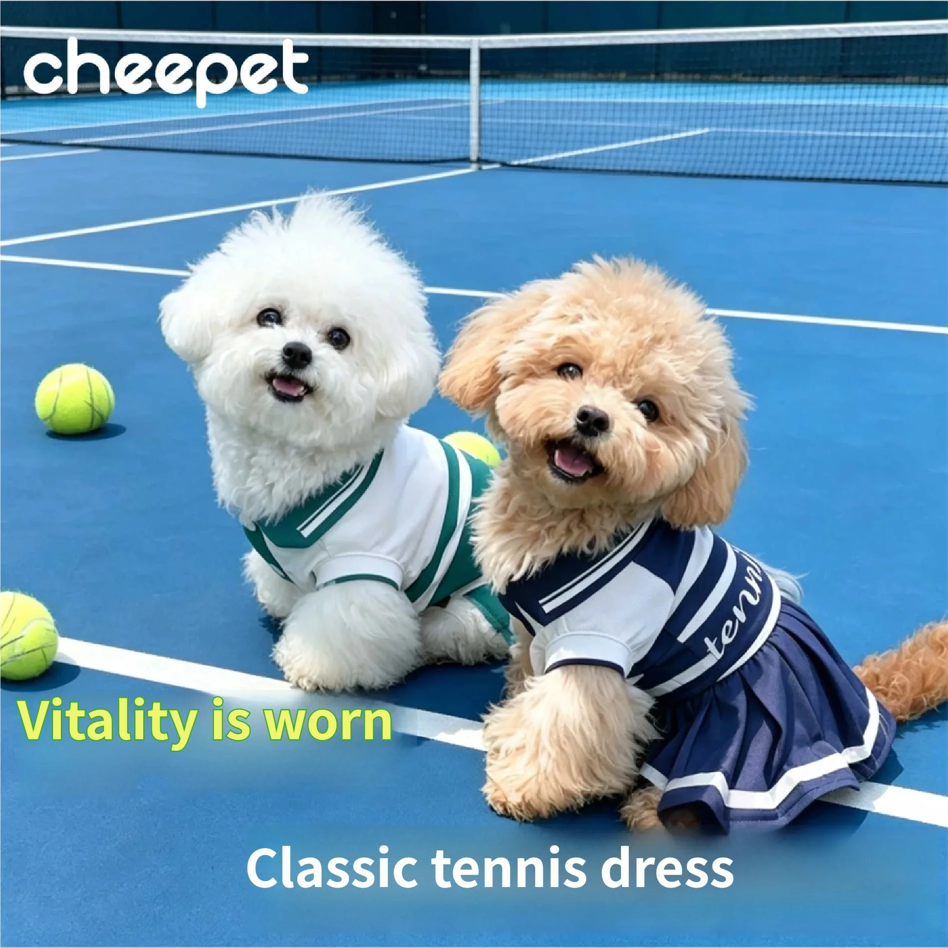 Vestido de tenis clásico para perros pequeños con falda plisada - imagen 4
