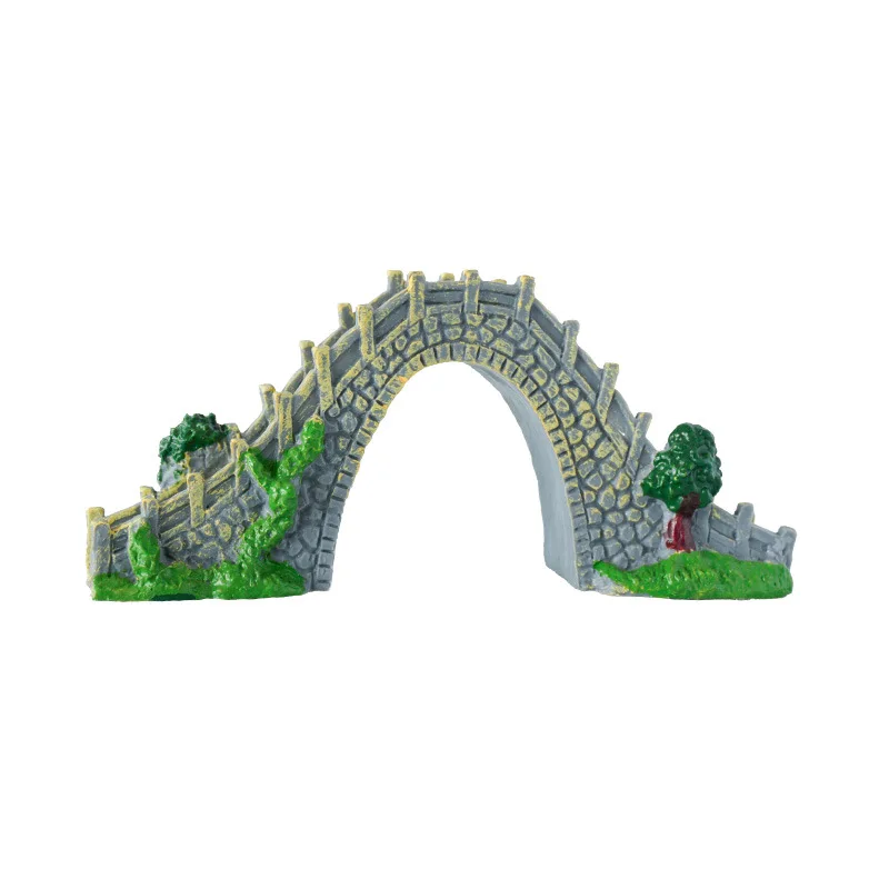 Puente decorativo de piedra para acuario con arco vintage - imagen 2