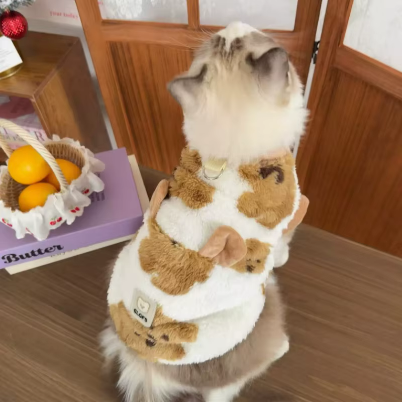 Sudadera de felpa con capucha de oso para perro - imagen 4