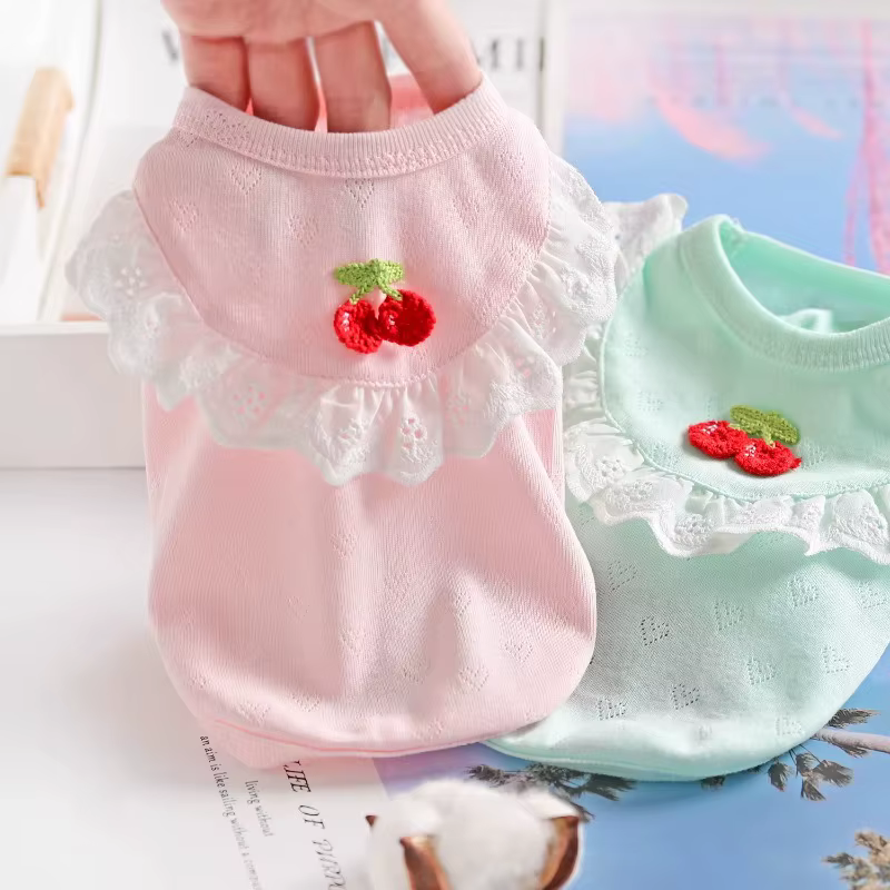 Camiseta sin mangas transpirable para perros pequeños con cerezas - imagen 3