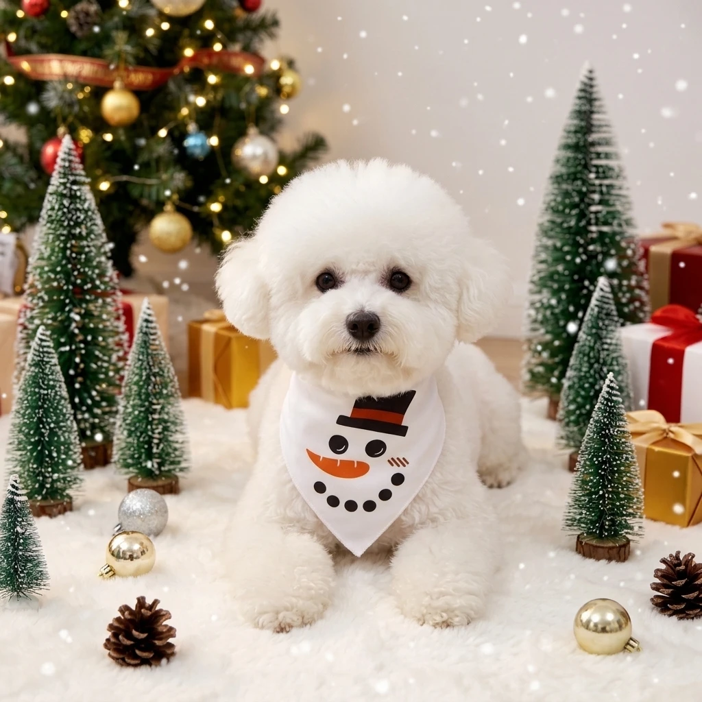 Babero para Perro Antisaliva con Muñeco de Nieve Navideño - imagen 2