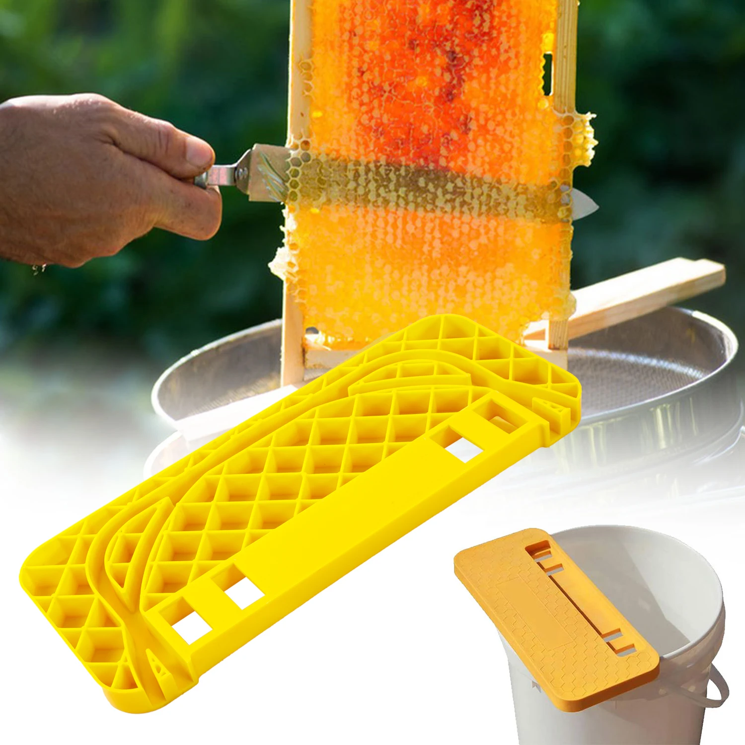 Raspador instalado en cubeta de miel
