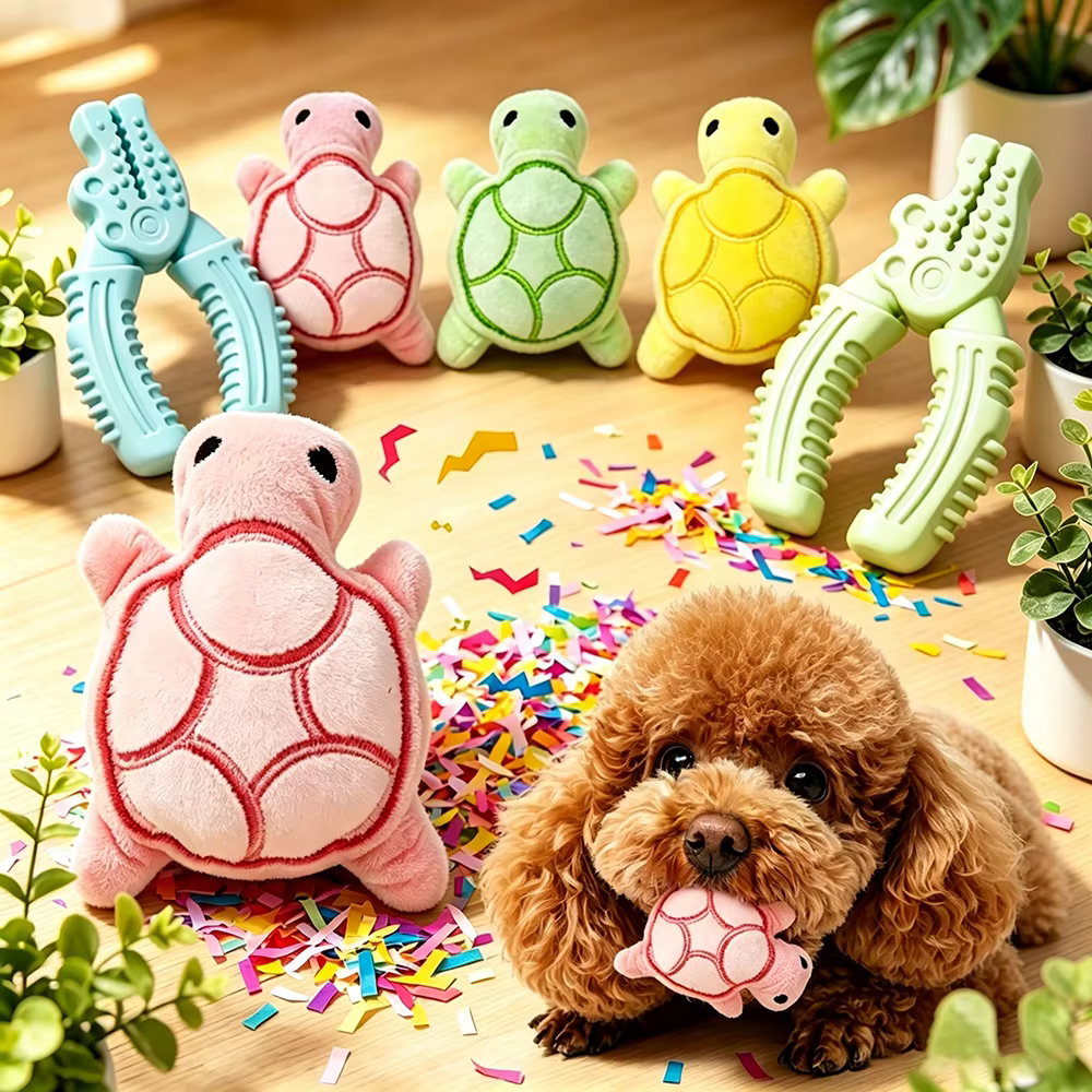 Juguete masticable dental goma macaron tortuga perro