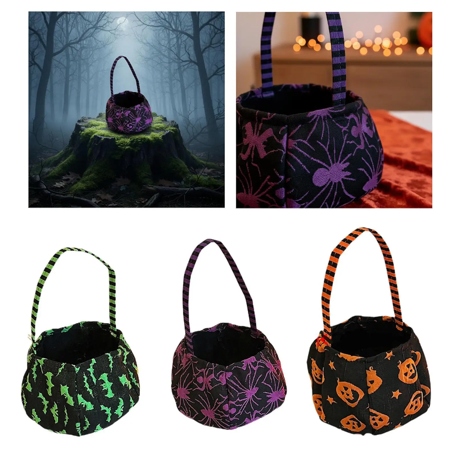 Cubo para dulces de Halloween para niños – Bolsa festiva ligera de desfile