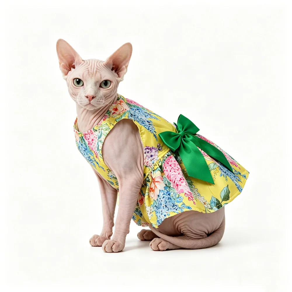 Vestido estampado Sphynx para gatos, ropa de verano con estilo - imagen 5