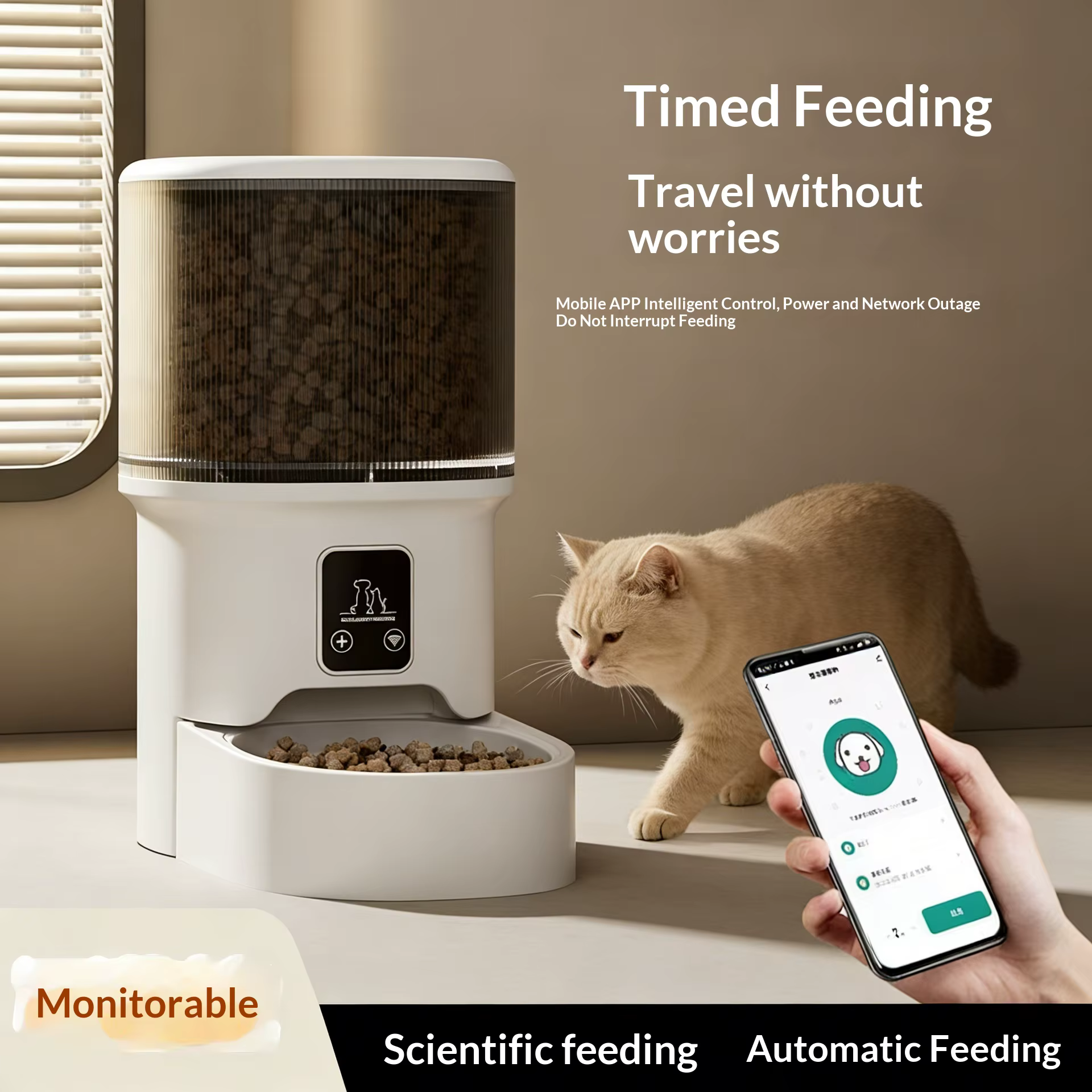 Comedero automático WiFi con temporizador para gatos y perros - imagen 5