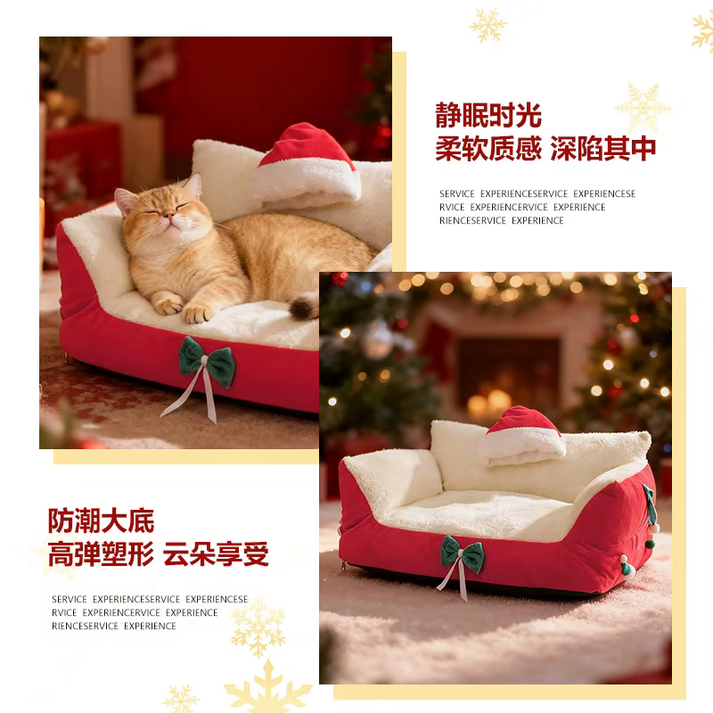 Cama cálida para perros pequeños y gatos – Sofá grande para invierno y verano - imagen 3