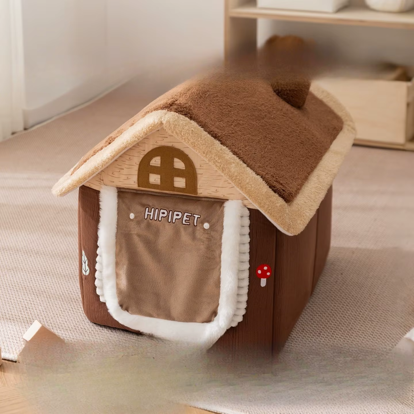 Cama cueva con cortina para gatos y perros pequeños – Hogar cálido - imagen 4