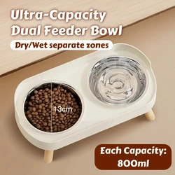 Comedero doble acero inoxidable para gatos y perros – Soporte ergonómico