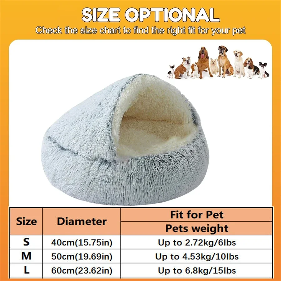 Cama de peluche con forma tipo concha