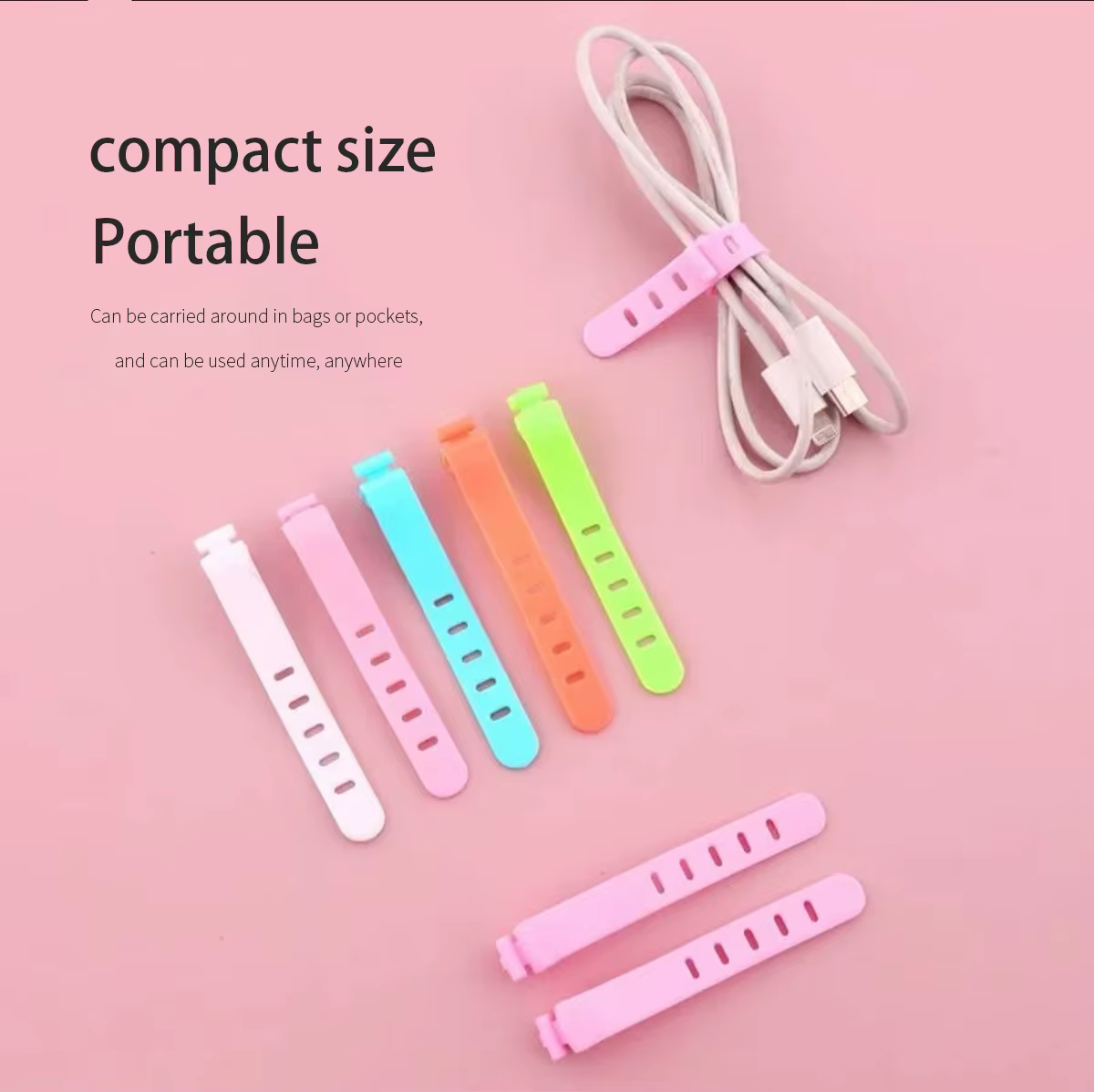 Ataduras de silicona reutilizables para organizar cables de carga y oficina