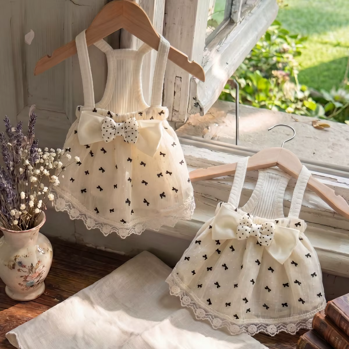 Ropa de verano con vestido en malla y lazo para perros y gatos - imagen 5