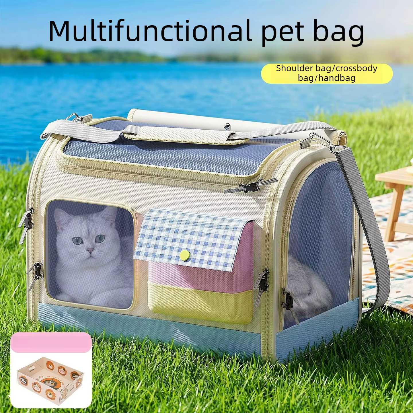 Bolsa transporte plegable con malla para gatos y perros pequeños - imagen 5
