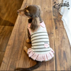 Vestido verano algodón para perra tipo Dachshund salchicha rosa