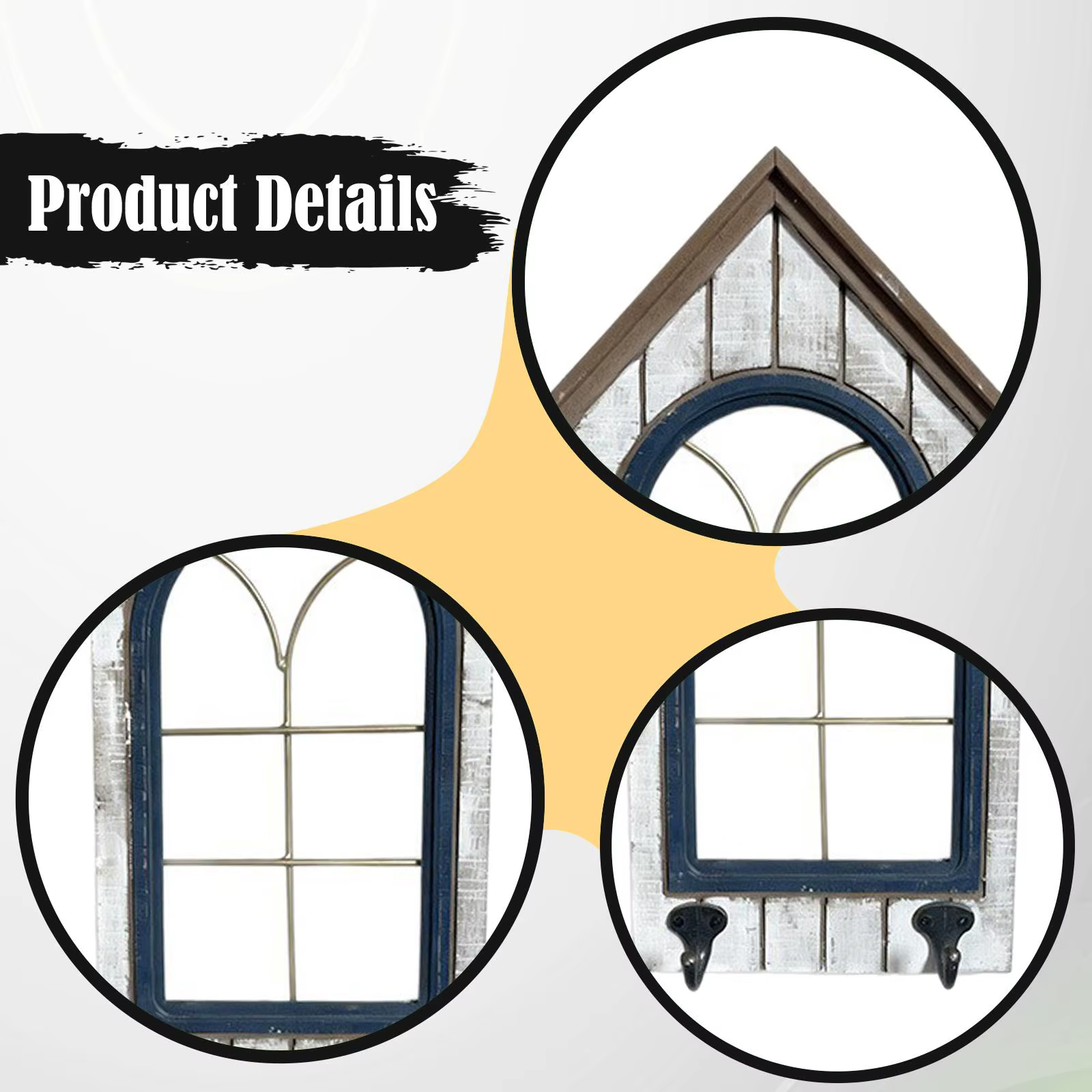 Marco de ventana de madera vintage decorativo para gatos y perros - imagen 4