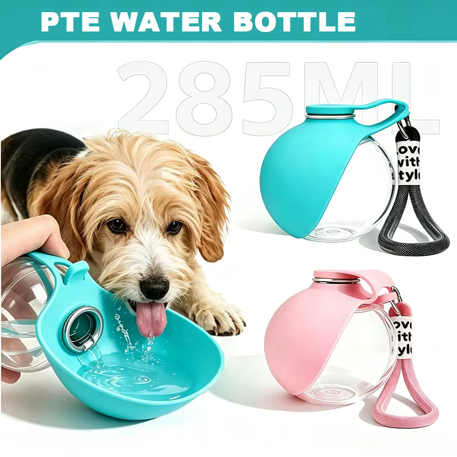 Botella de agua portátil plegable para perros y gatos anti-fugas