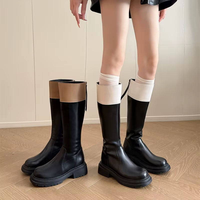 Botas de montar con plataforma y bloque de color para mujer - imagen 3