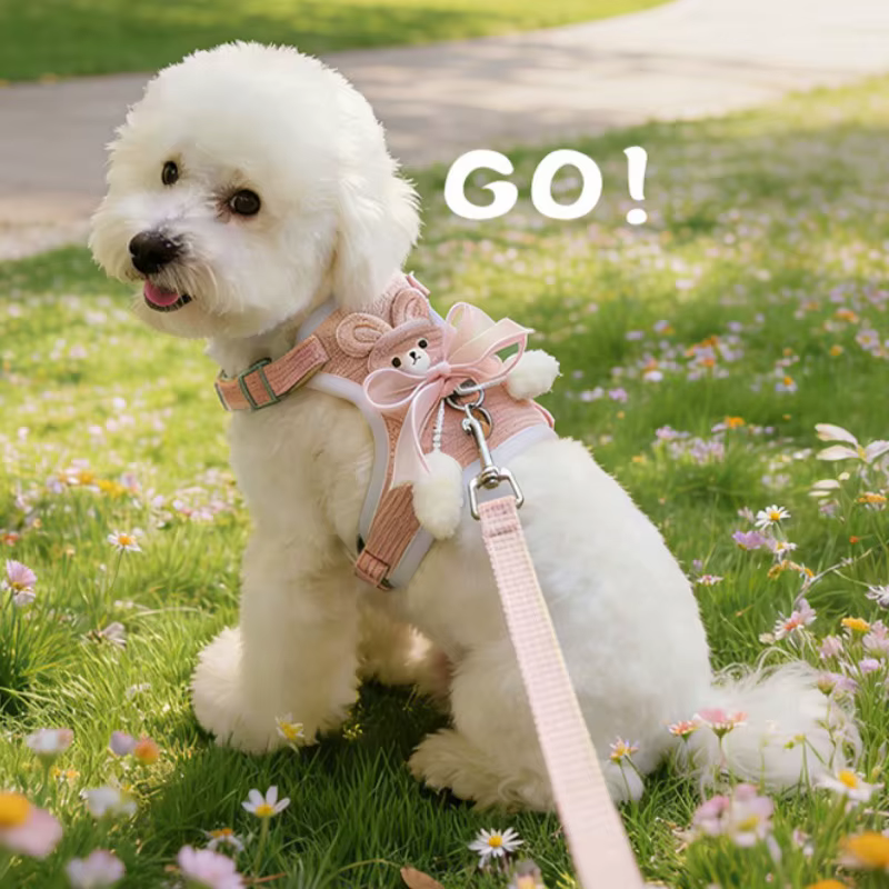 Arnés kawaii ajustable con correa para perro y gato – Chaleco conejo - imagen 2