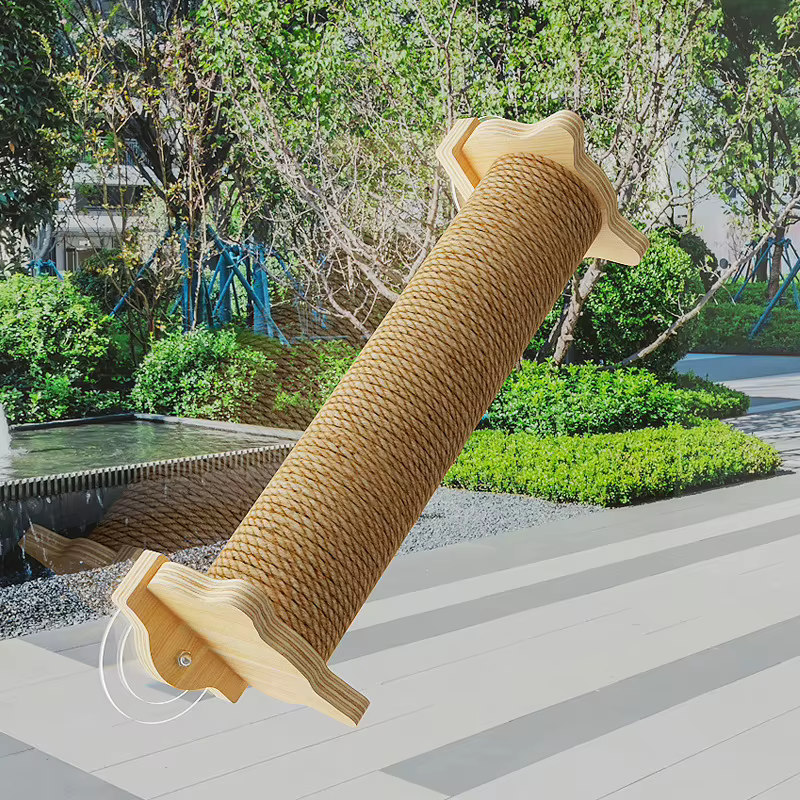 Hamaca ventana para gatos con ventosa transparente, madera - imagen 5