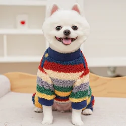 Mono de felpa con estampado para perro y gato – Pijama a rayas