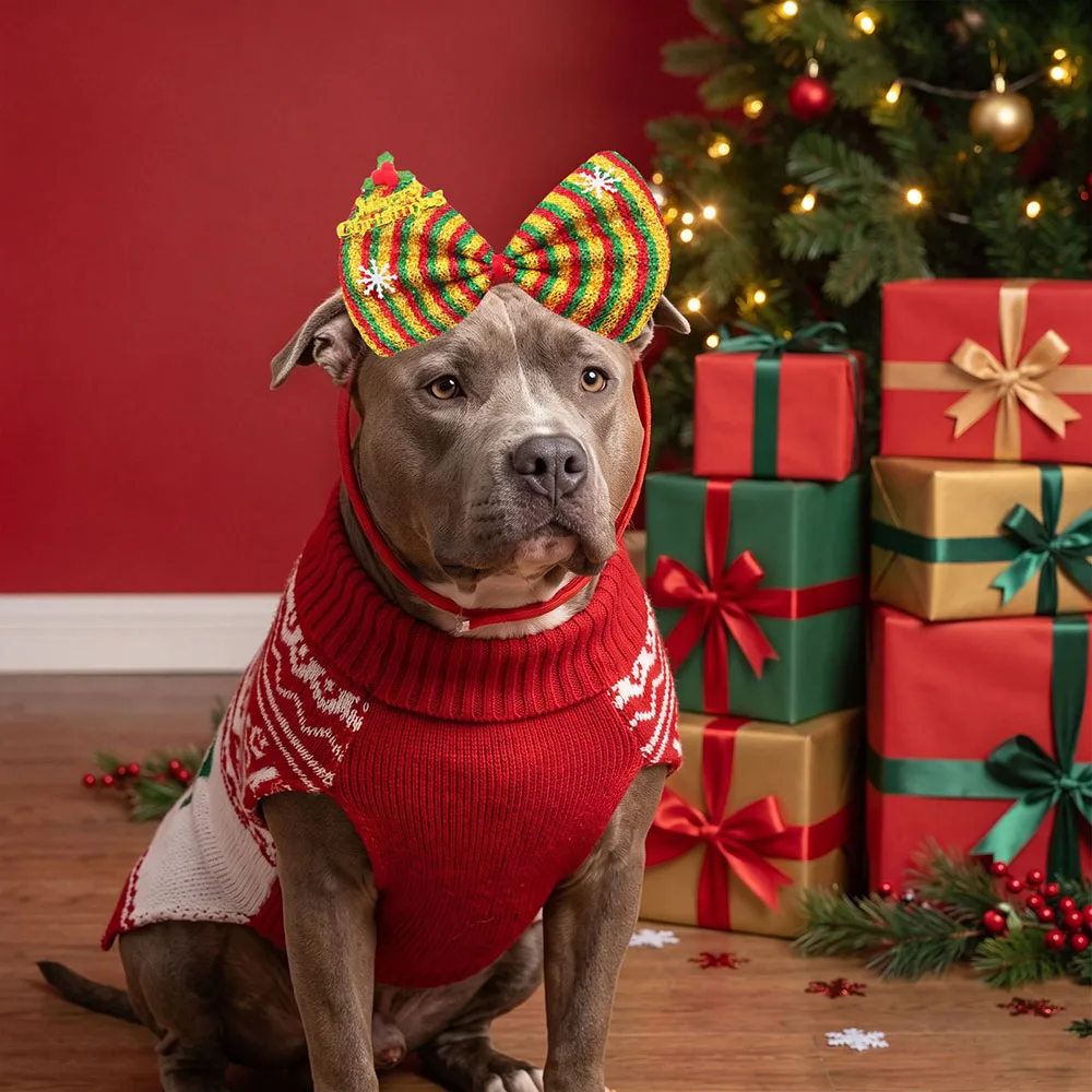 Lazos grandes ajustables para perros - Estilo navideño a rayas - imagen 3