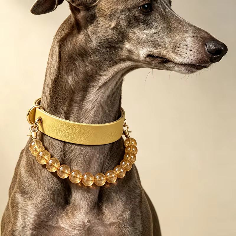 Collar de perro con gemas naturales y cuero genuino – Uso diario - imagen 5