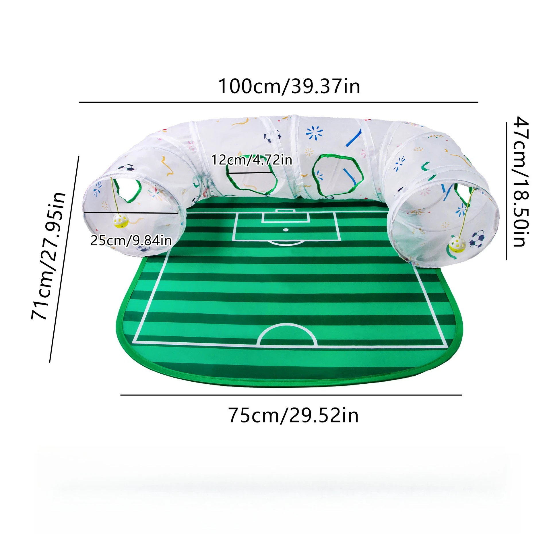Túnel para gatos con diseño de campo de fútbol y juguetes interactivos - imagen 5