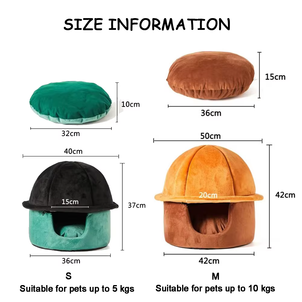 Cama con forma de sombrero y almohada