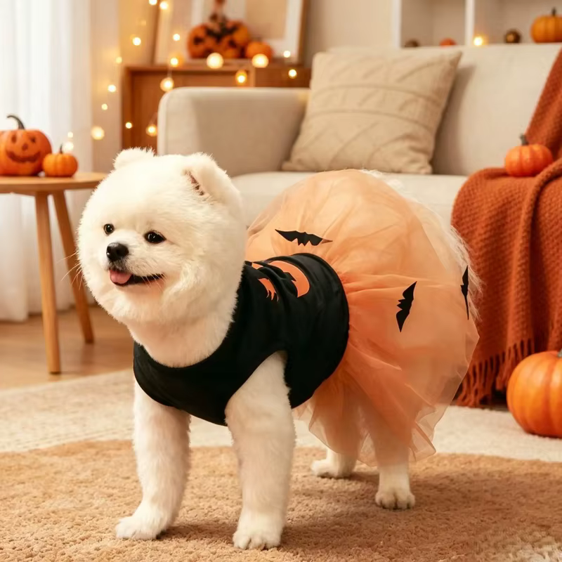 Vestido de Halloween para perro pequeño y mediano con diseño de calabaza - imagen 2