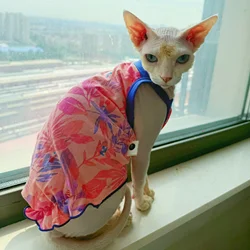 Vestido floral verano para gato Sphynx y Devon Rex