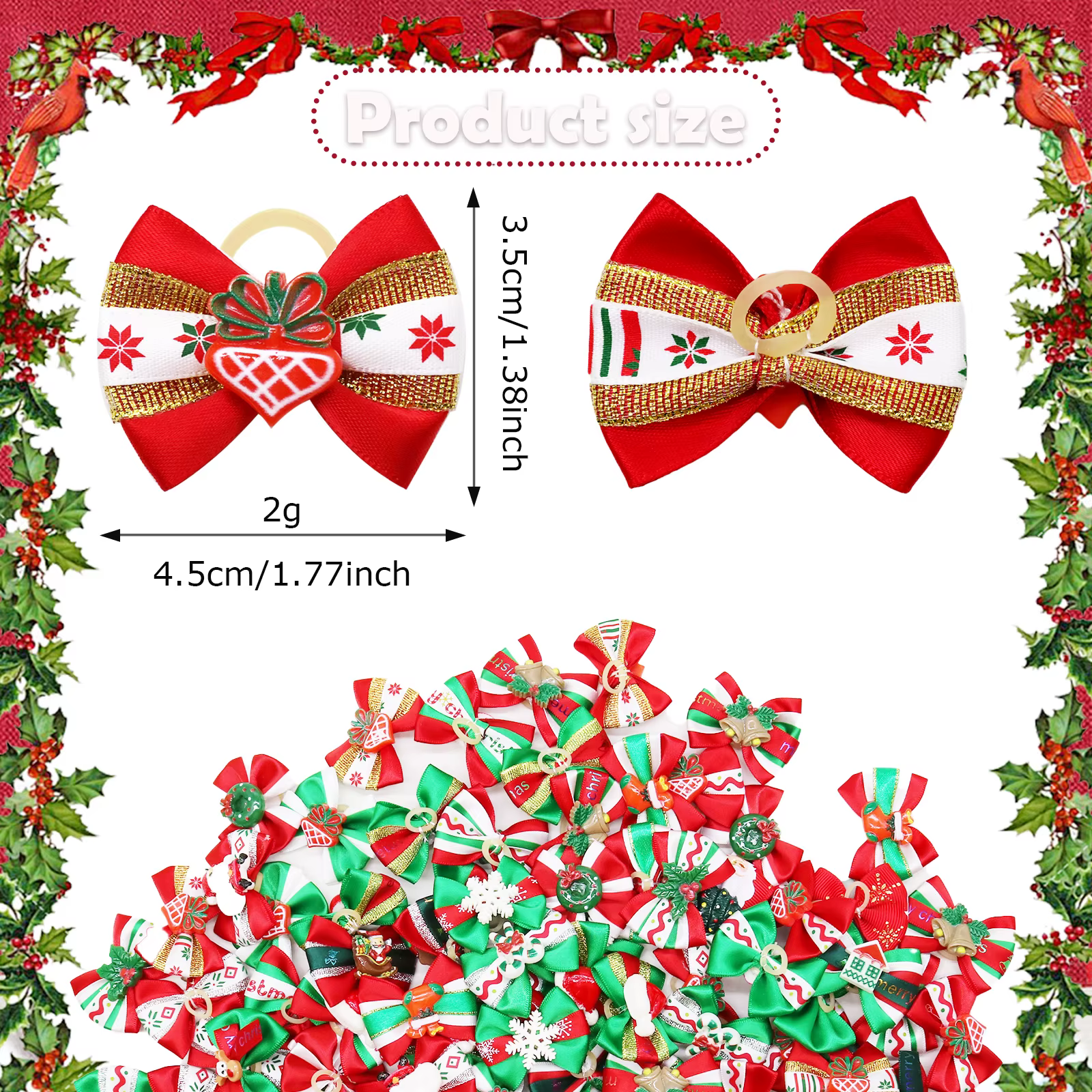 Lazos navideños para perros pequeños hechos a mano – Accesorio de pelo - imagen 3