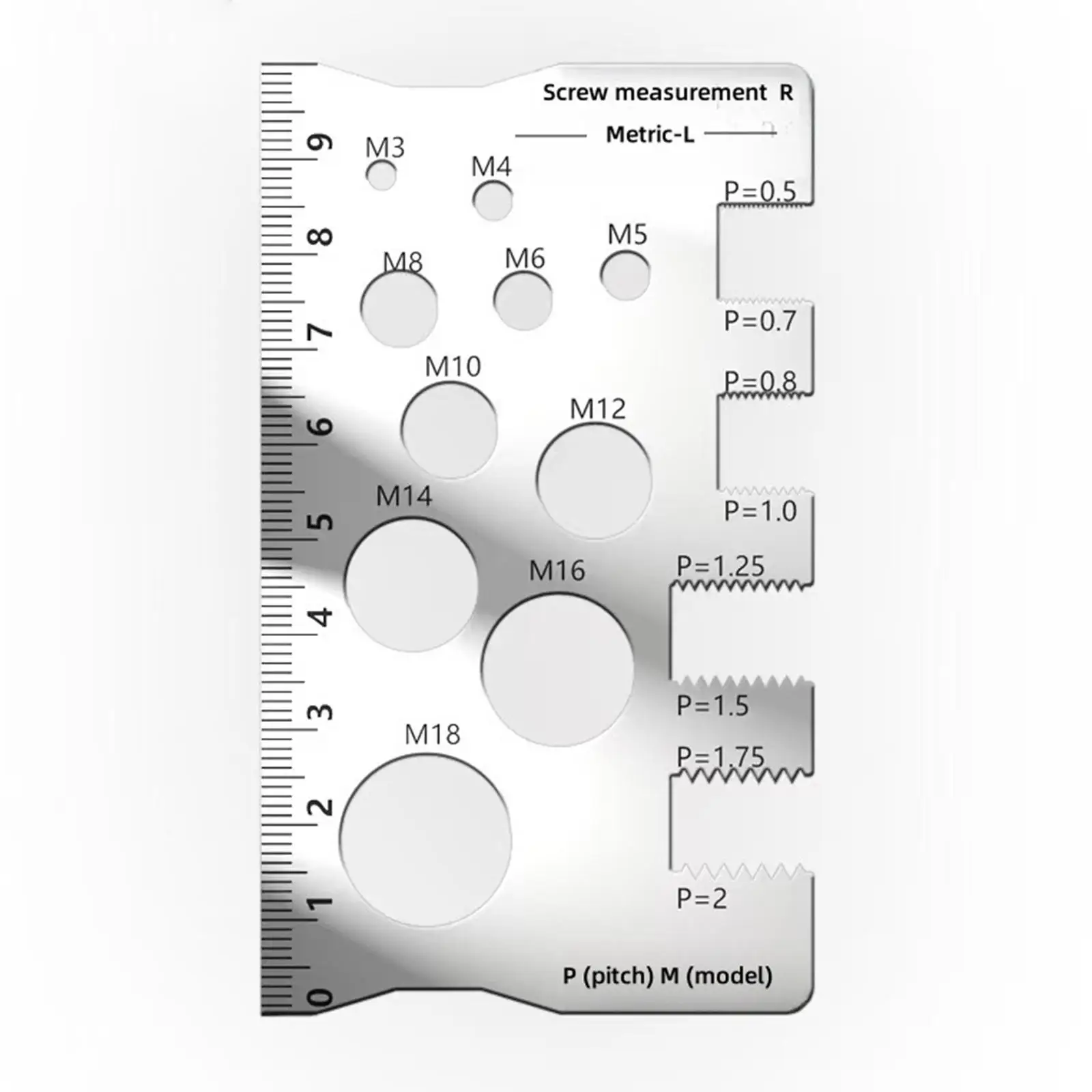 Calibrador de Roscas Métrico en Acero Inoxidable para Pernos y Tuercas - imagen 3