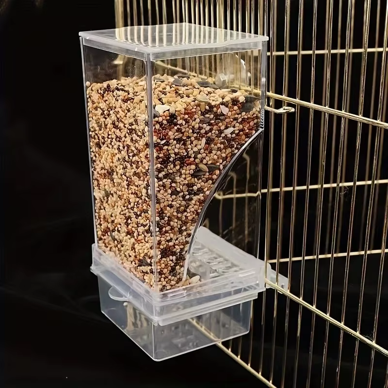 Comedero automático para aves de acrílico transparente anti-derrames - imagen 4