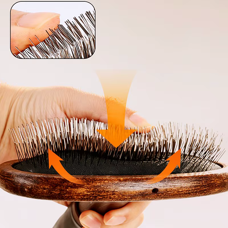 Cepillo de madera masajeador con mango cómodo para perros y gatos - imagen 4