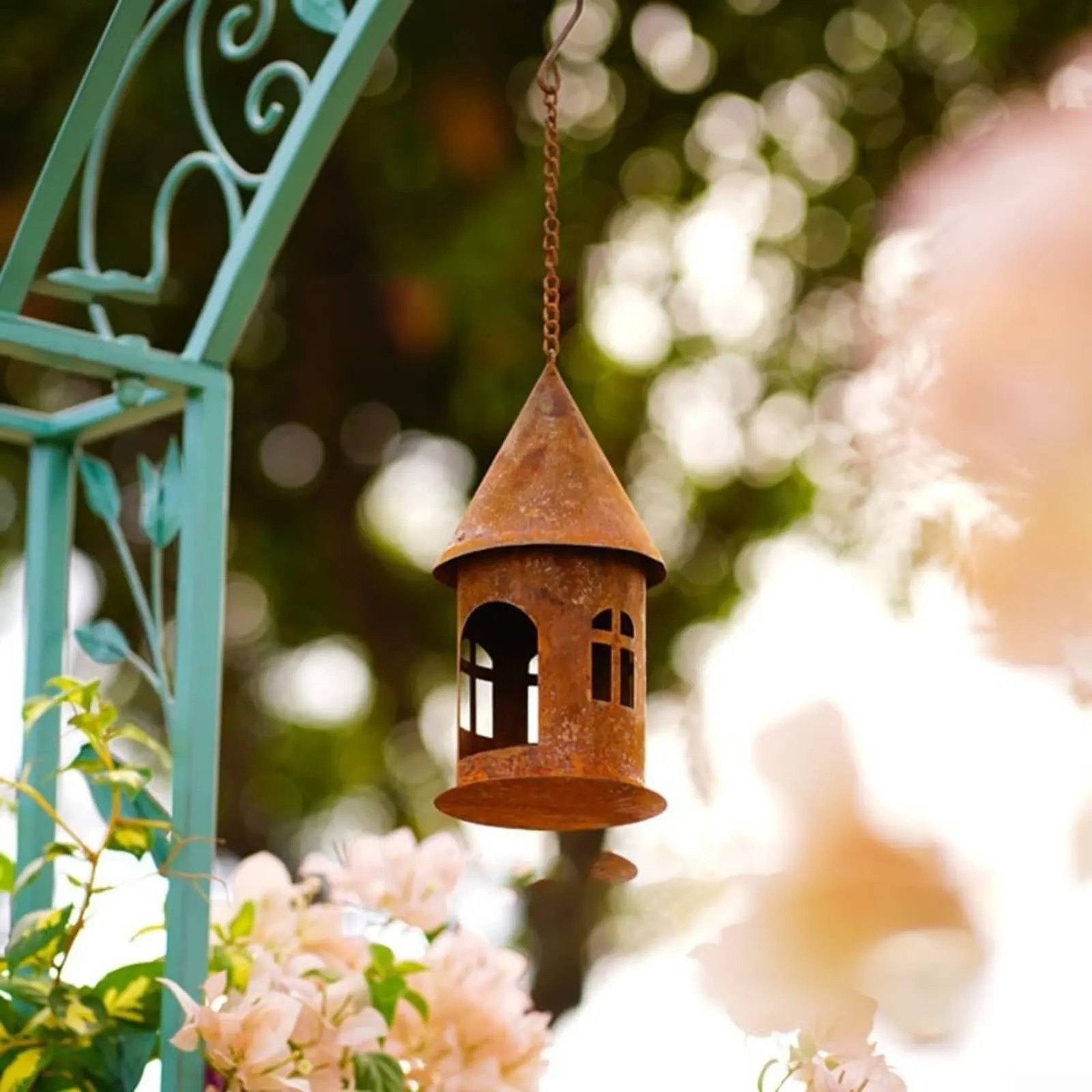 Farol metal envejecido rústico para jardín, ideal gatos y perros - imagen 5