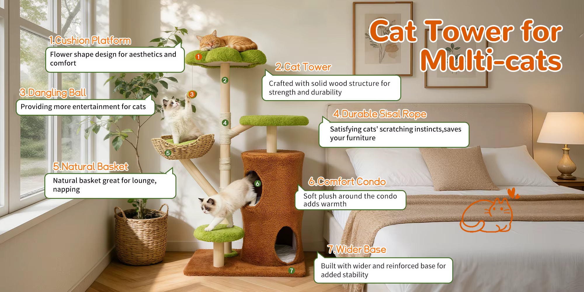Plataforma superior del árbol para gatos
