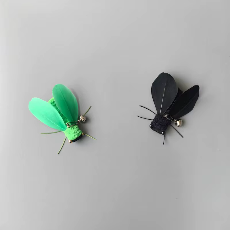Juguete para gatos varita insectos artificiales con alas de plumas - imagen 3