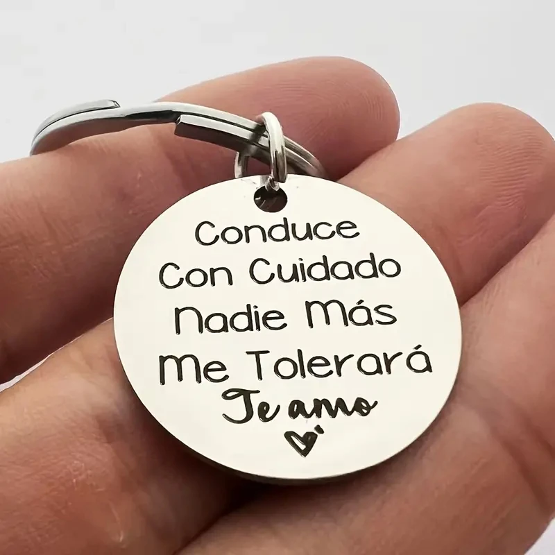 Llavero acero inoxidable con letras grabadas para conducción segura - imagen 3