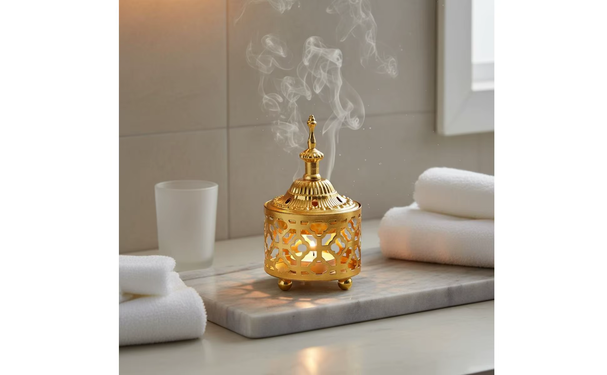 El quemador dorado como decoración de sobremesa