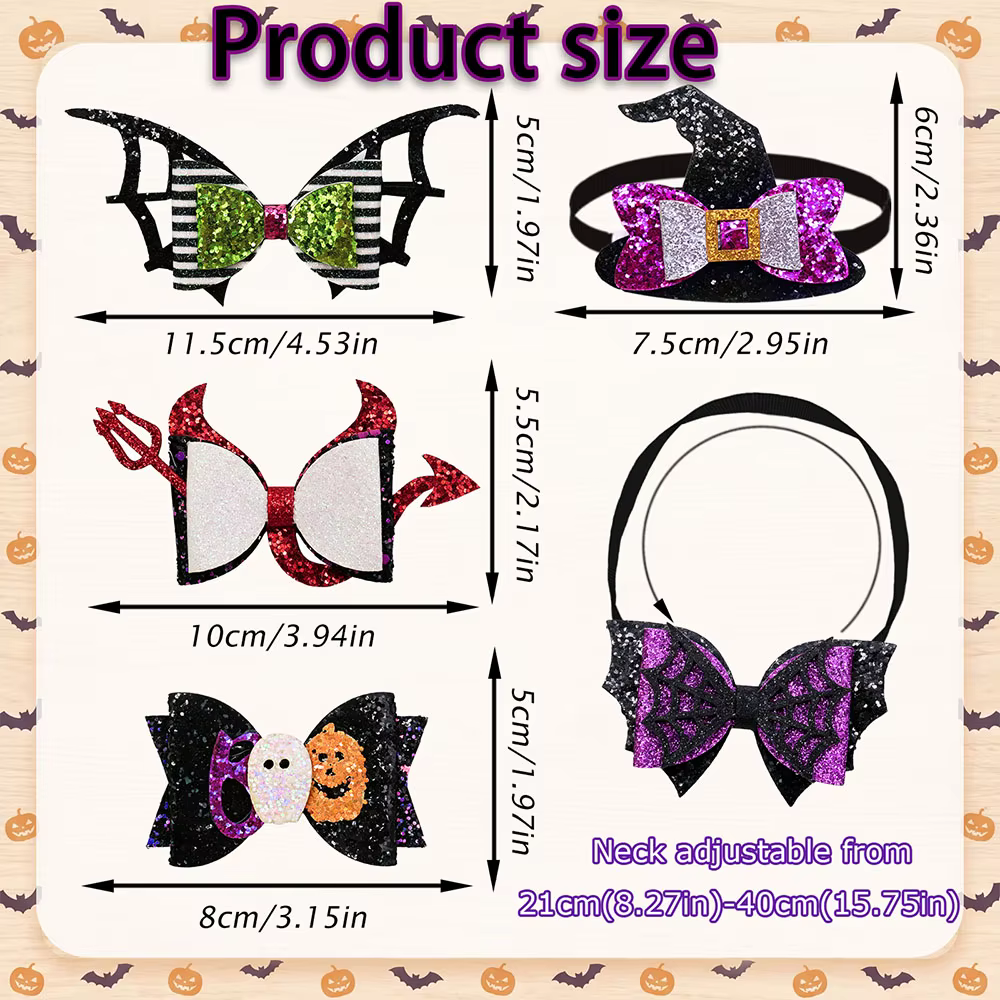 Lazos divertidos para perros y gatos, collares con dibujos Halloween - imagen 4