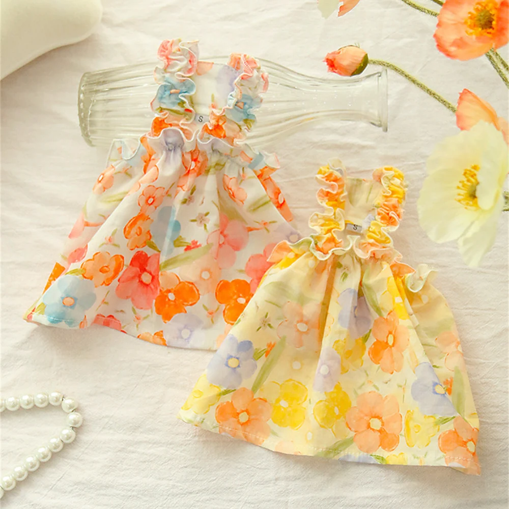 Vestido princesa con flores para perros pequeños – falda con tirantes