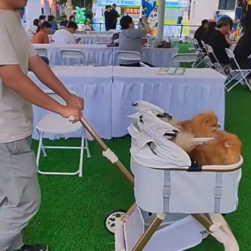 Carrito paseo mascotas doble capa para cachorros y gatitos - imagen 2