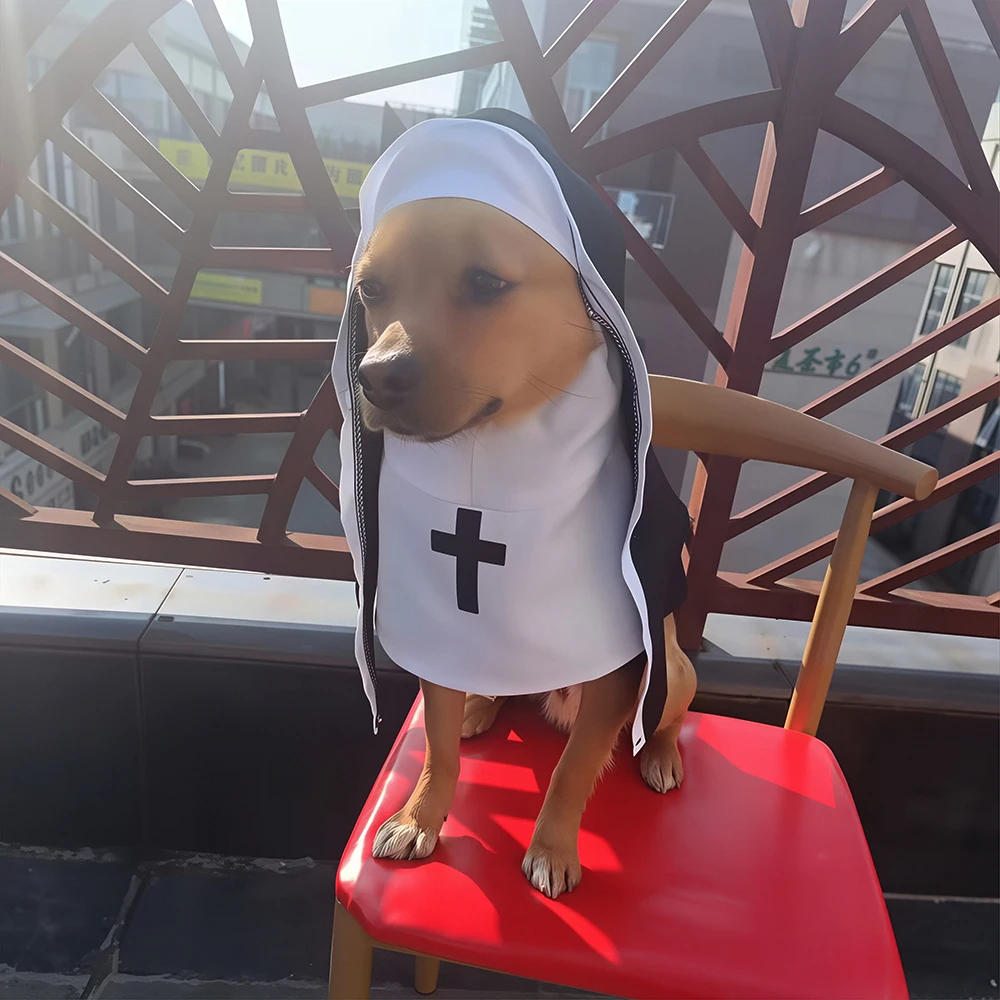 Disfraz de monja para gato – Traje de Halloween divertido - imagen 2