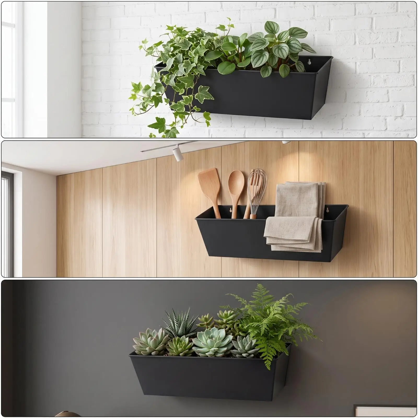 Juego de 3 Maceteros de Pared con Ganchos para Exteriores - imagen 3