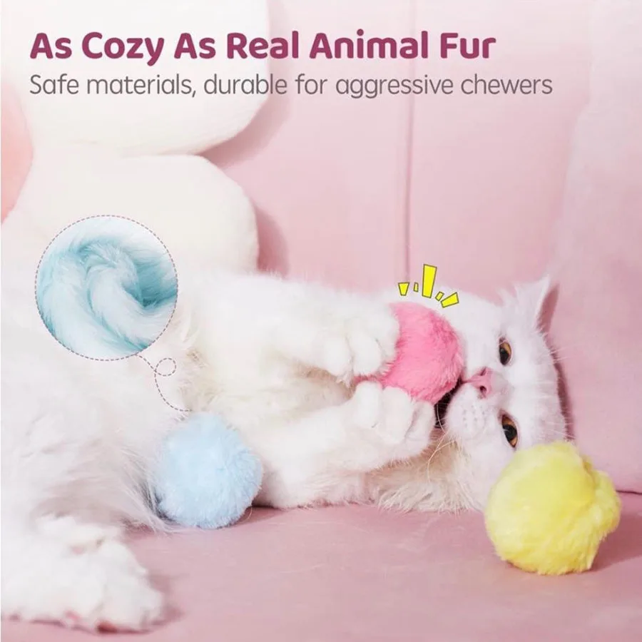 Juguete interactivo para gatos: pelota de felpa con catnip y sonido