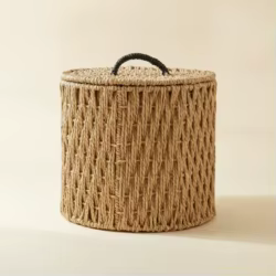 Cama cueva de cesta trenzada con tapa para gatos y perros mini