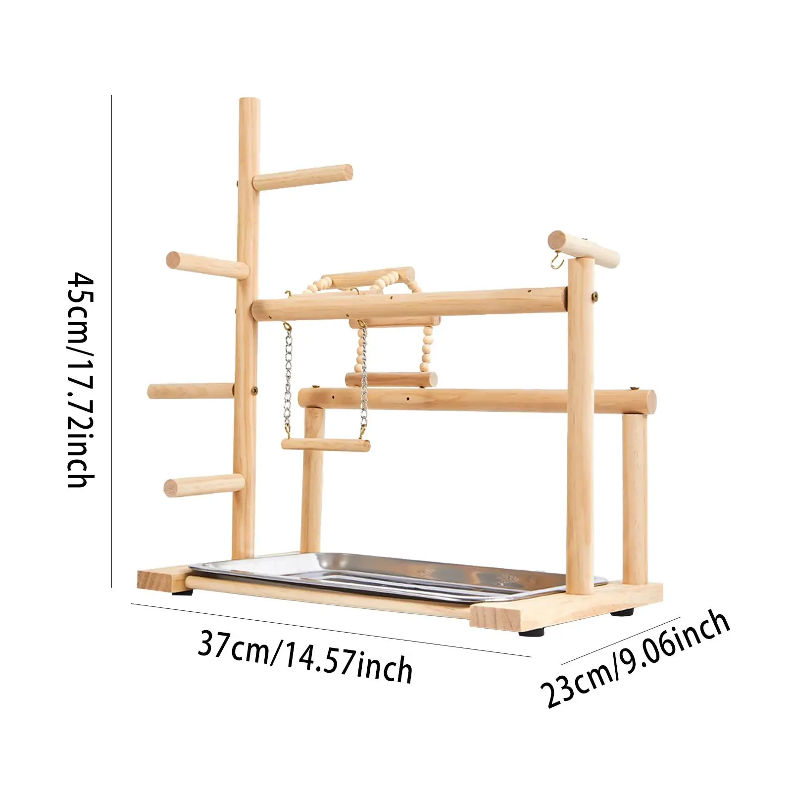 Wooden Bird Playground Parakeet Playpen Ladder with Tray Bird Play Stand Climbing Toy