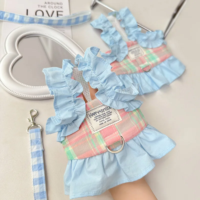 Conjunto arnés y correa con vestido transpirable de verano para perro - imagen 5