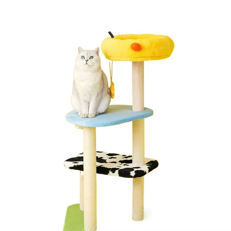 Árbol rascador rústico grande para gatos con cama y poste de sisal - imagen 2