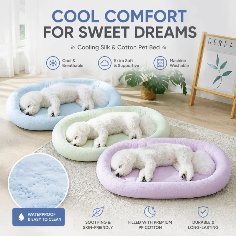 Cama refrescante seda helada para perros y gatos – Verano transpirable - imagen 4